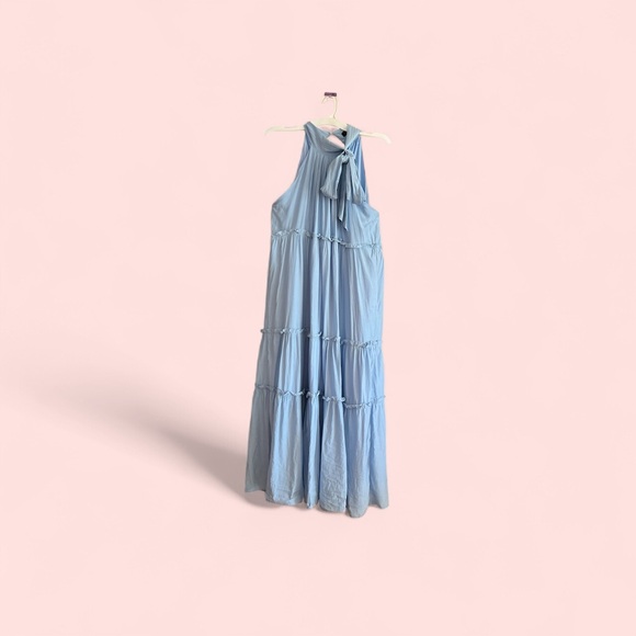Elegant Blue Halter Dress - Picture 1 of 3